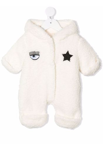 Chiara Ferragni Kids Bestickter Pyjama aus Faux Shearling - Weiß