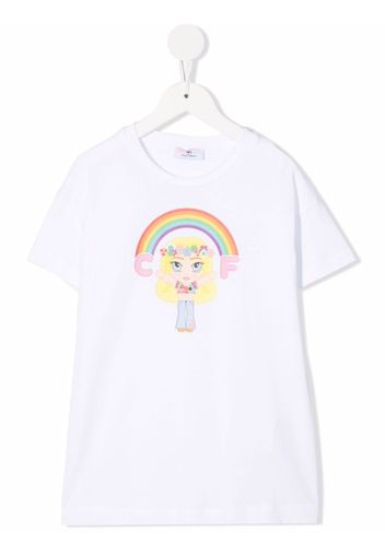 Chiara Ferragni Kids T-Shirt mit Regenbogen-Print - Weiß