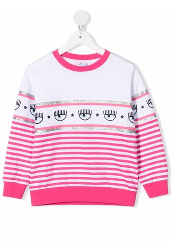 Chiara Ferragni Kids Gestreiftes Sweatshirt - Rosa