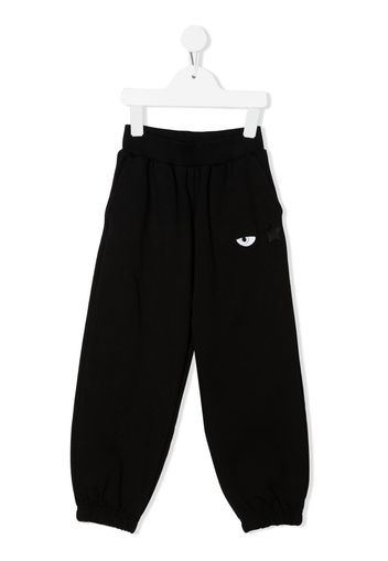 Chiara Ferragni Kids Eye-embroidery tapered trousers - Schwarz