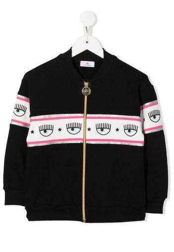 Chiara Ferragni Kids logo-print zip-up bomber jacket - Schwarz