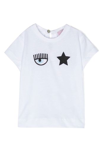 Chiara Ferragni Kids Eyelike-motif embroidered T-shirt - Weiß