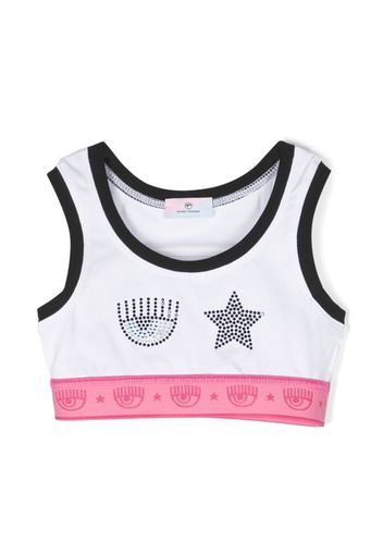 Chiara Ferragni Kids rhinestone-embellished cropped top - Weiß