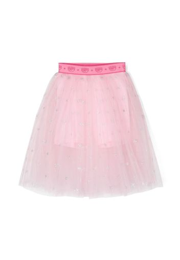 Chiara Ferragni Kids logo-print flared skirt - Rosa