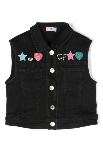 Chiara Ferragni Kids embellished denim vest - Schwarz