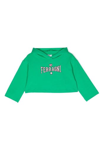 Chiara Ferragni Kids logo-detail cotton hoodie - Grün