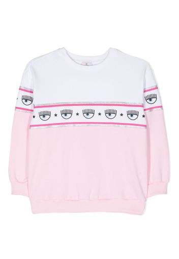 Chiara Ferragni Kids eyelike-motif panelled sweatshirt - Rosa