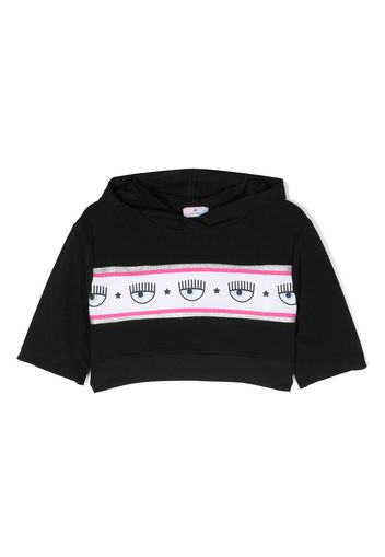 Chiara Ferragni Kids logo-tape cotton hoodie - Schwarz