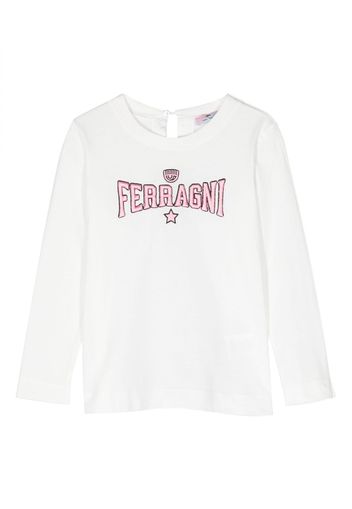 Chiara Ferragni Kids Langarmshirt mit Logo-Print - Weiß