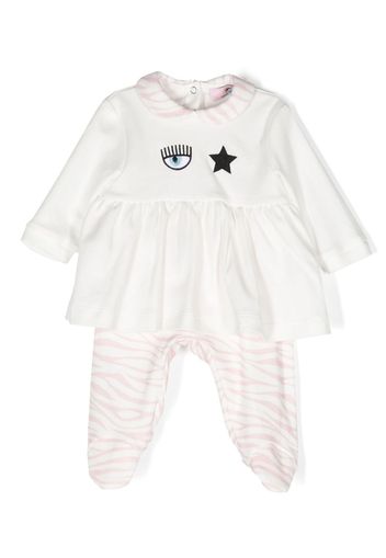 Chiara Ferragni Kids zebra-print cotton pajama set - Weiß