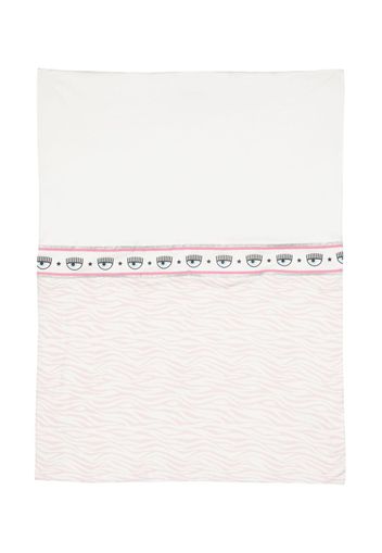 Chiara Ferragni Kids Eyelike-stripe cotton blanket - Weiß