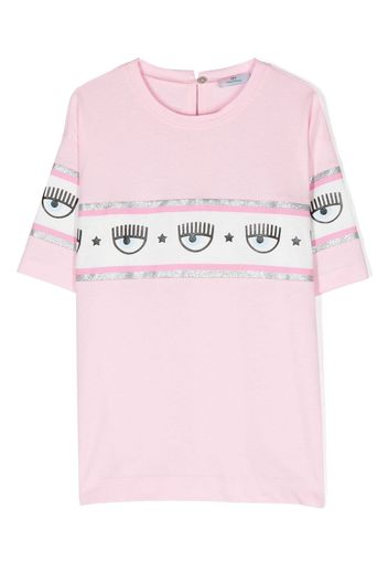 Chiara Ferragni Kids T-Shirt mit Eyelike-Streifen - Rosa