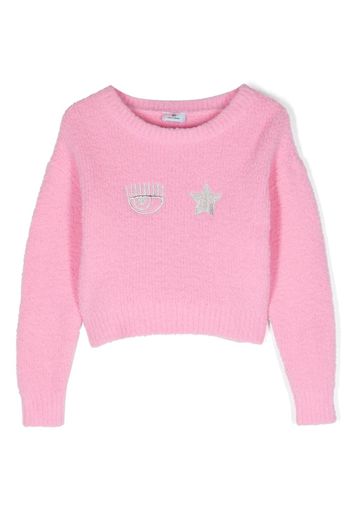 Chiara Ferragni Kids Besticktes Sweatshirt - Rosa