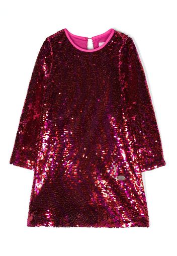 Chiara Ferragni Kids long-sleeve sequin-embellished dress - Rot