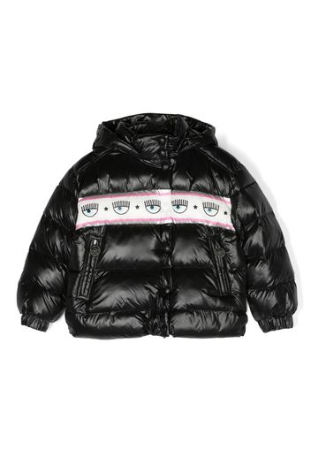 Chiara Ferragni Kids Eyelike-print padded jacket - Schwarz