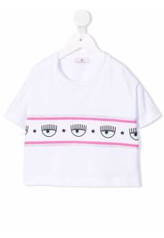 Chiara Ferragni Kids T-Shirt mit Logo-Streifen - Weiß