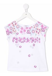 Chiara Ferragni Kids T-Shirt mit Blumen-Print - Weiß