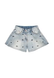 Chiara Ferragni Kids embroidered Eye-like denim shorts - Blau