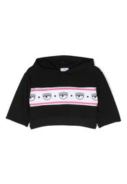 Chiara Ferragni Kids logo-tape cotton hoodie - Schwarz