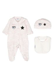 Chiara Ferragni Kids zebra-print cotton babygrow set - Rosa