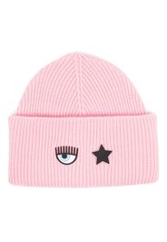 Chiara Ferragni logo-patch ribbed beanie - Rosa