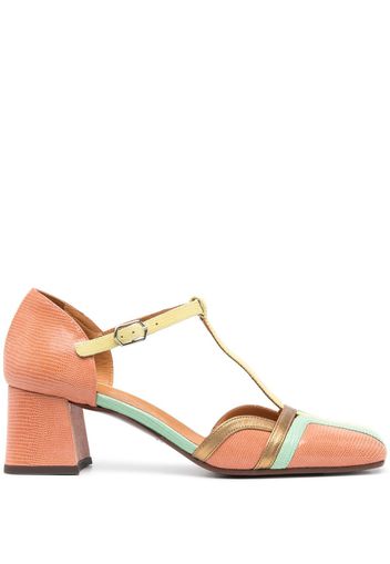 Chie Mihara 65mm colour-block panel detail pumps - Orange