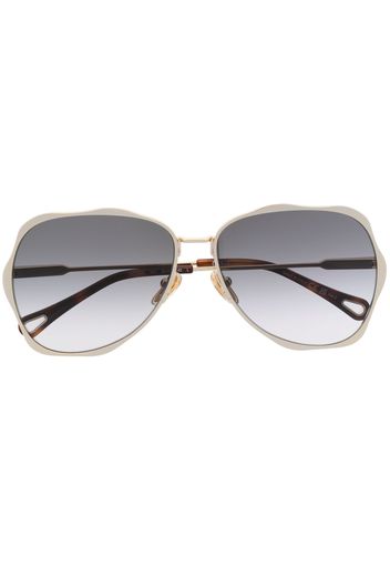 Chloé Eyewear logo-engraved pilot-frame sunglasses - Gold