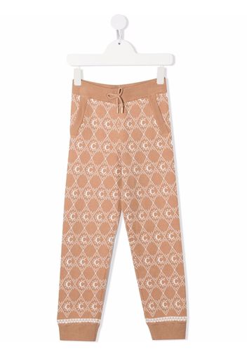 Chloé Kids Strickhose mit C-Jacquardmuster - Nude