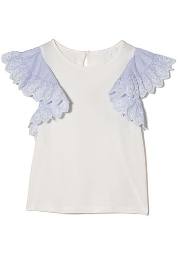 Chloé Kids T-Shirt mit Rüschen - Weiß