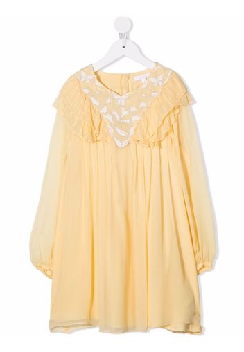 Chloé Kids Ausgestelltes Seidenkleid - Gelb