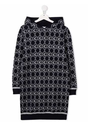 Chloé Kids logo print hooded dress - Blau