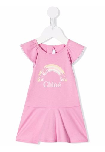 Chloé Kids T-Shirtkleid mit Regenbogen-Print - Rosa