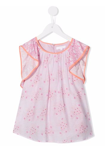 Chloé Kids Bluse mit Blumen-Print - Rosa