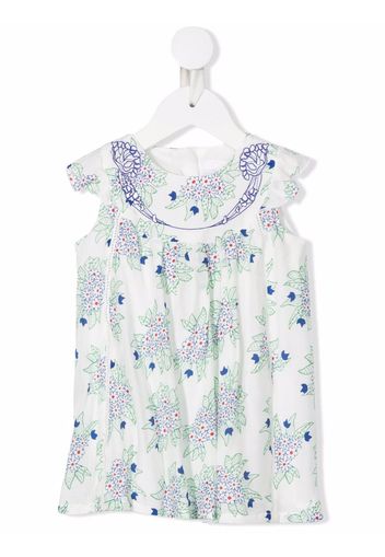 Chloé Kids Midikleid mit Blumen-Print - Nude