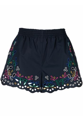 Chloé floral-embroidered shorts - Blau