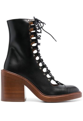 CHLOÉ lace-up 100mm boots - Schwarz