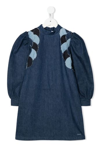 Chloé Kids appliqué-detail denim dress - Blau