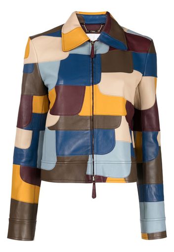 Chloé Lederjacke in Colour-Block-Optik - Gelb