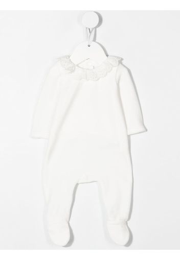 Chloé Kids ruffled-collar cotton-blend babygrow - Weiß