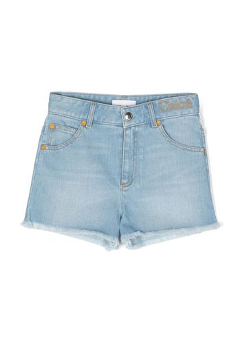 Chloé Kids cotton denim shorts - Blau