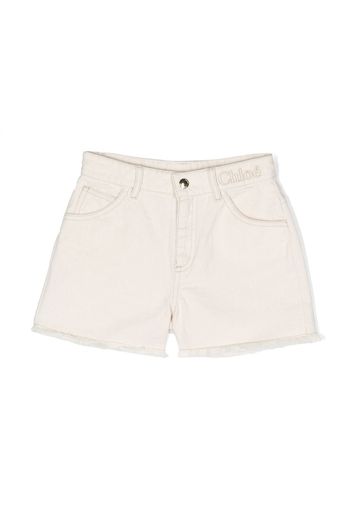 Chloé Kids Jeans-Shorts mit Logo-Stickerei - Nude