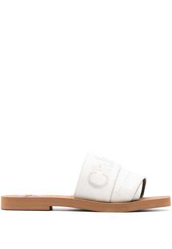 Chloé Woody logo-embroidered sandals - Weiß