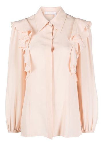 Chloé Seidenbluse mit Rüschen - Rosa