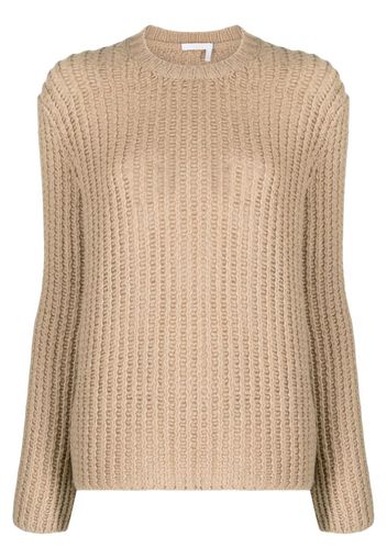 Chloé crew-neck waffle-knit jumper - Nude