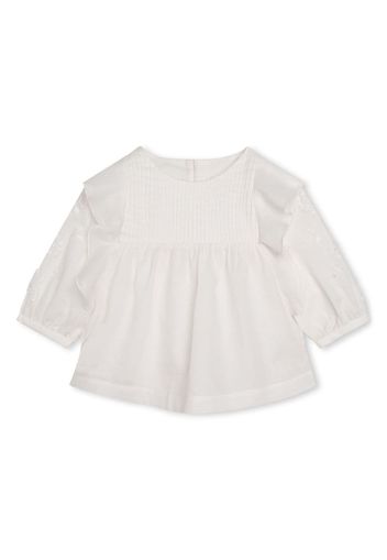 Chloé Kids ruffled-trim organic cotton blouse - Weiß