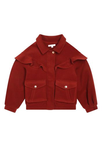 Chloé Kids frilled-trim zip-up jacket - Rot
