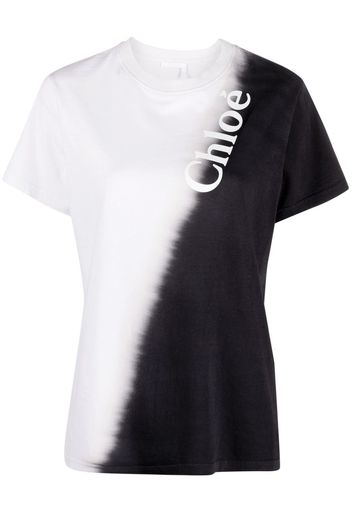 Chloé two-tone logo-print T-shirt - Grau