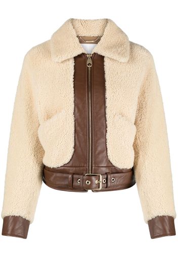 Chloé shearling leather jacket - Braun