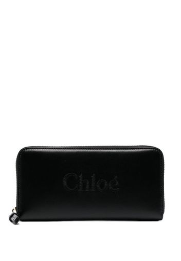 Chloé Sense logo-embroidered leather wallet - Schwarz