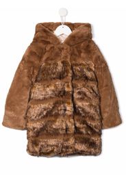 Chloé Kids Faux-Fur-Mantel mit Kapuze - Braun